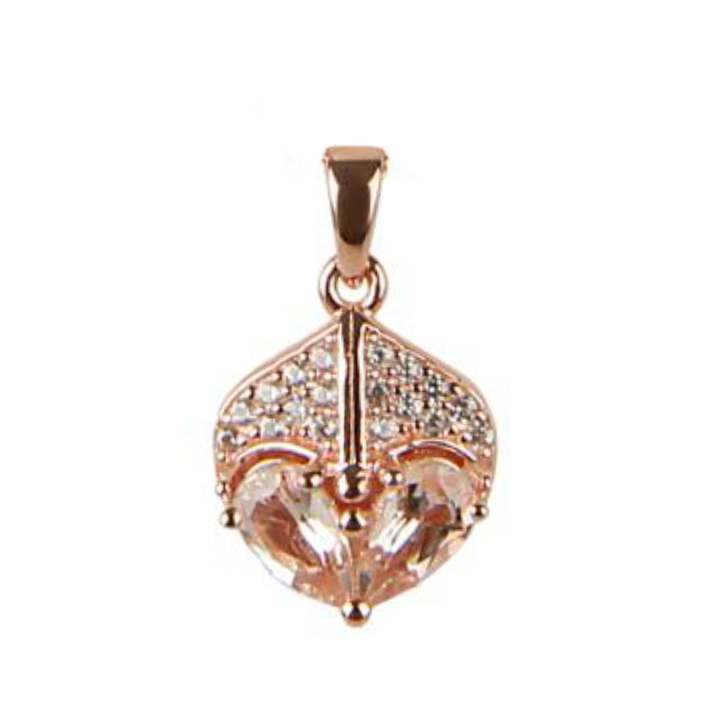 925 Sterling Silver Morganite, White Natural Zircon Pendant - Pinctore