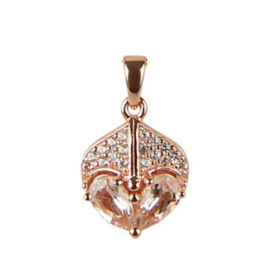 925 Sterling Silver Morganite, White Natural Zircon Pendant - Pinctore
