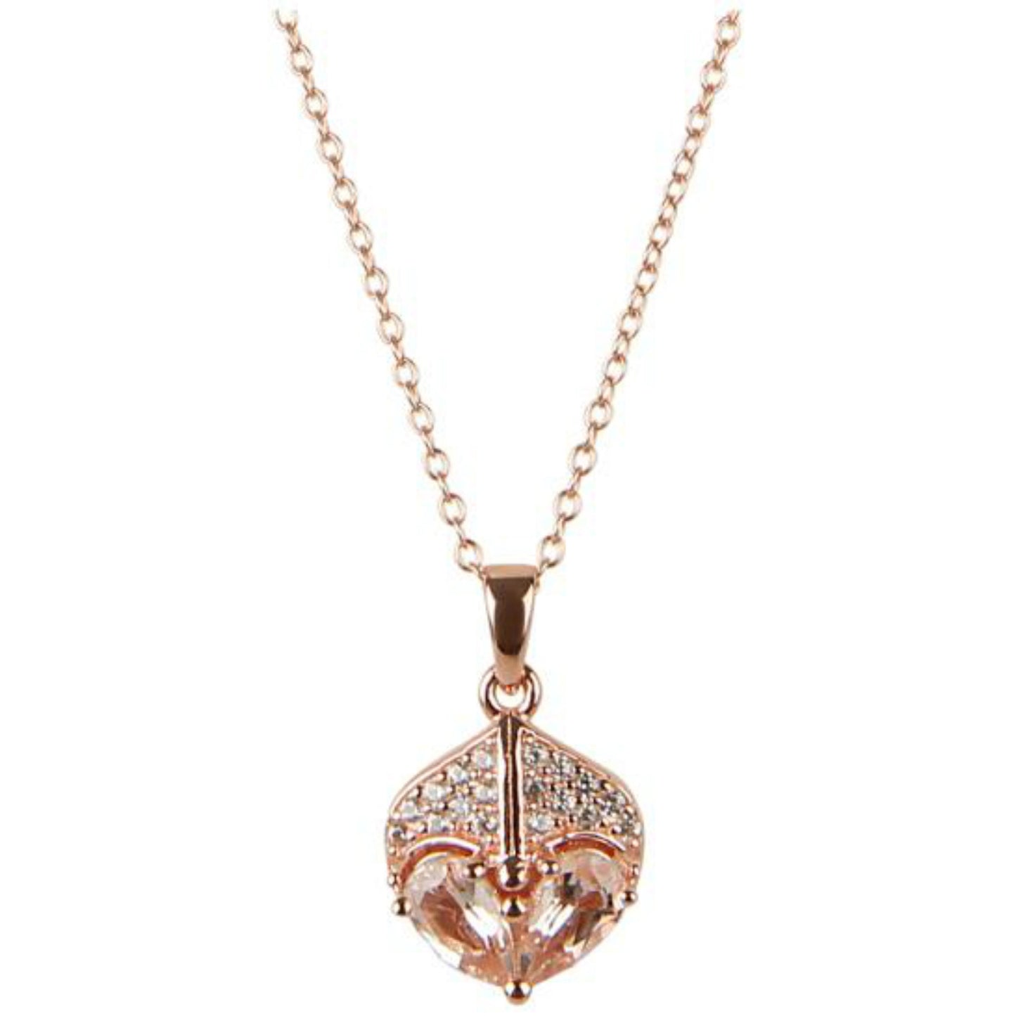 925 Sterling Silver Morganite, White Natural Zircon Pendant - Pinctore
