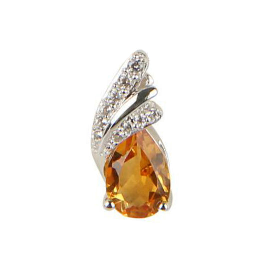 925 Sterling Silver Citrine, White Natural Zircon Pendant - Pinctore