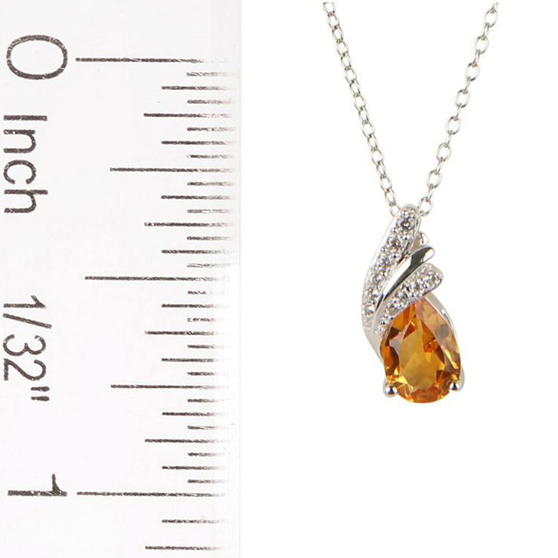 925 Sterling Silver Citrine, White Natural Zircon Pendant - Pinctore