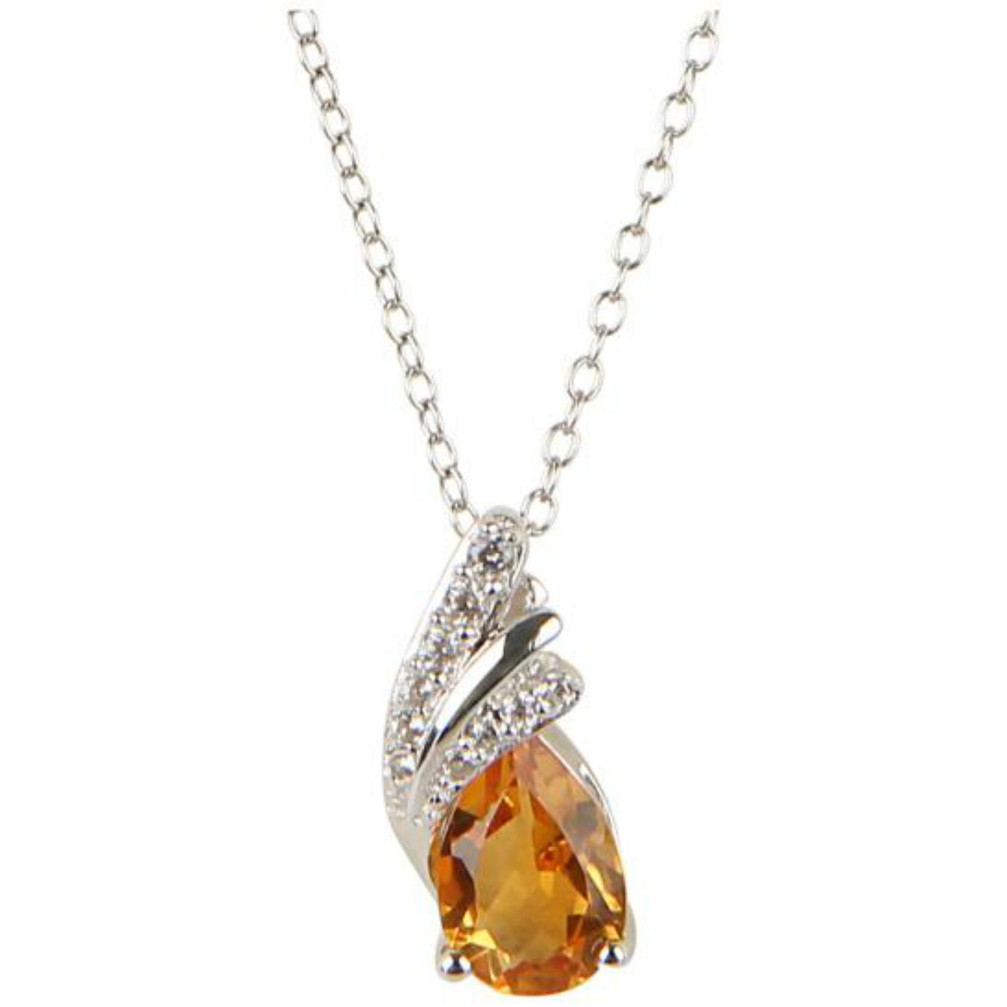 925 Sterling Silver Citrine, White Natural Zircon Pendant - Pinctore
