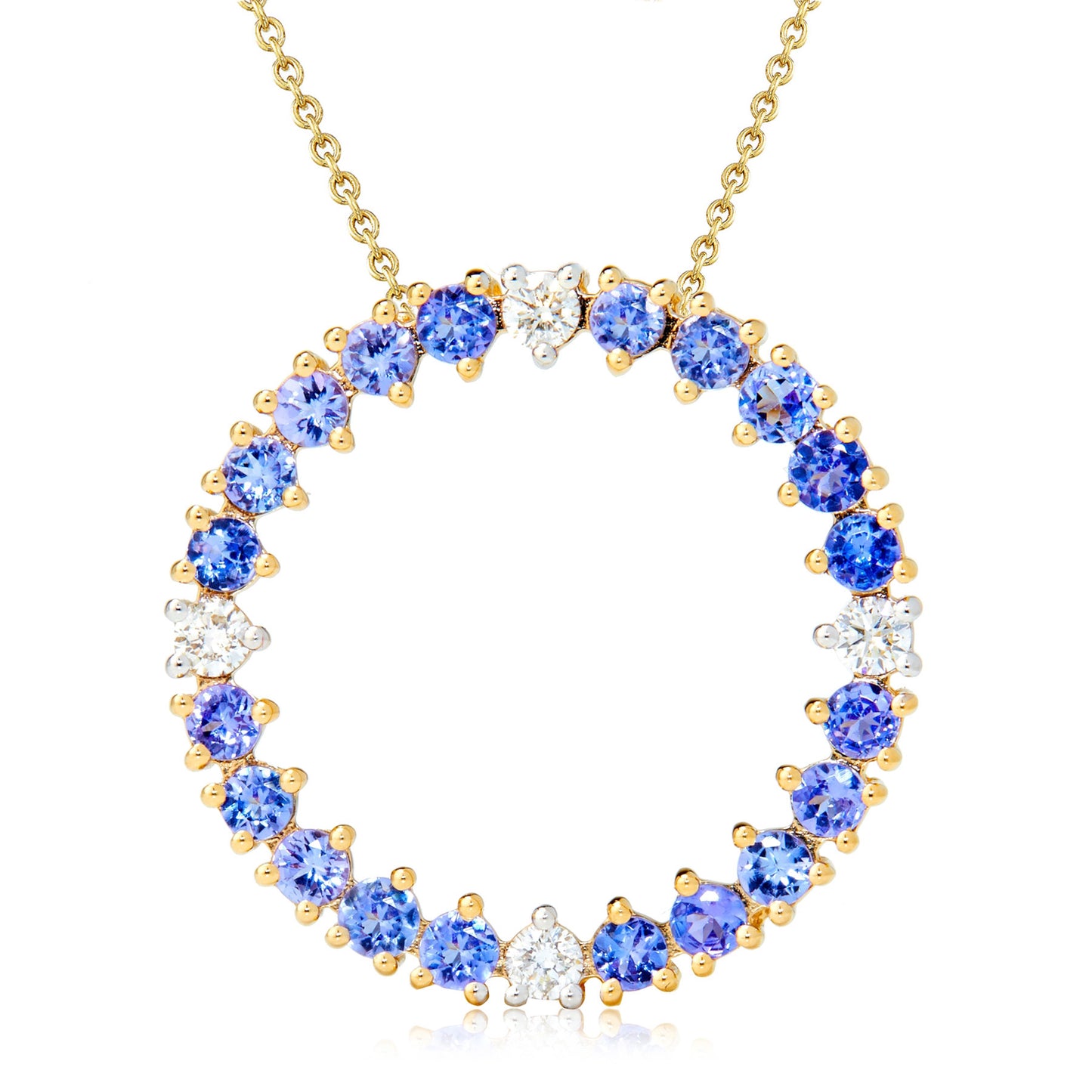 14KT Yellow Gold Tanzanite, Diamond Pendant - Pinctore