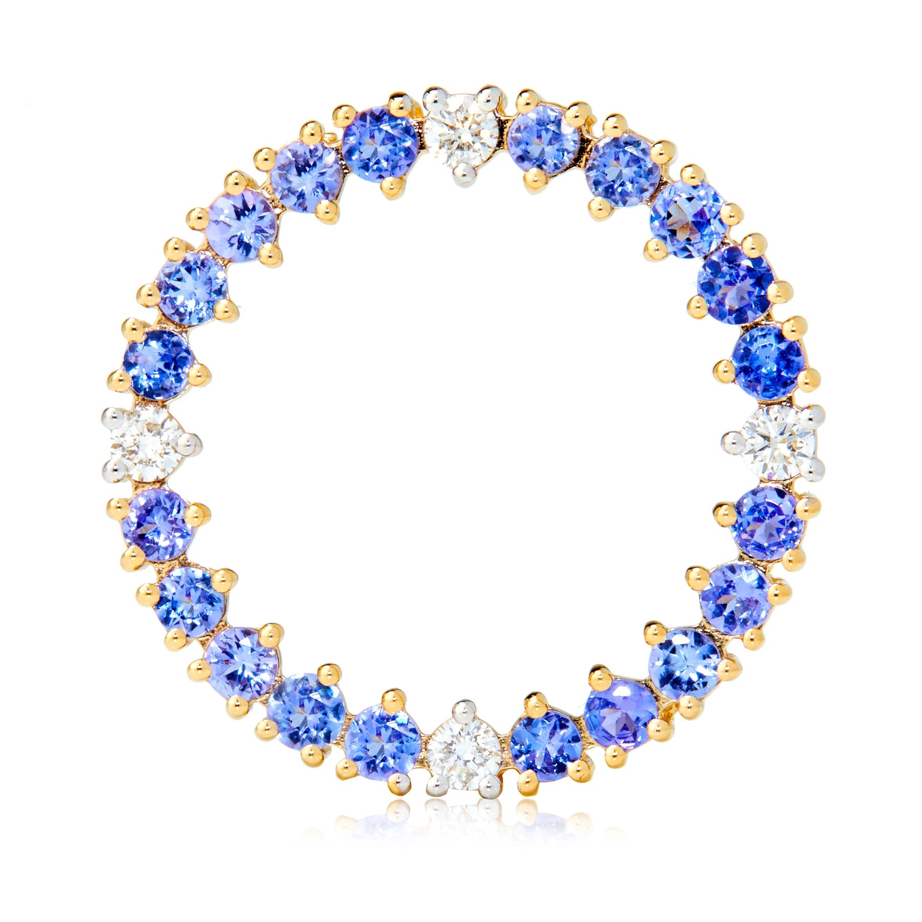 14KT Yellow Gold Tanzanite, Diamond Pendant - Pinctore