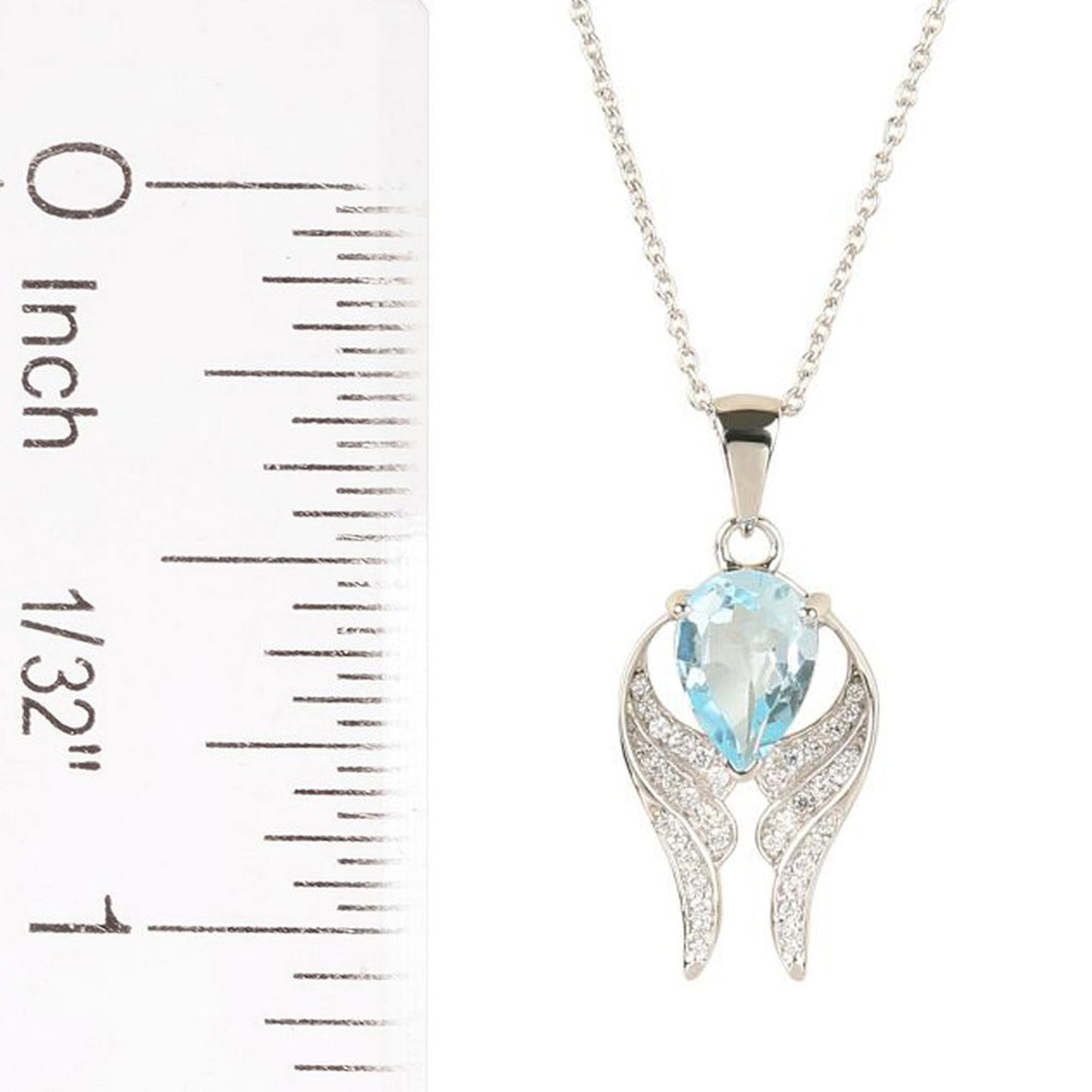 925 Sterling Silver Sky Blue Topaz, White Natural Zircon Pendant - Pinctore