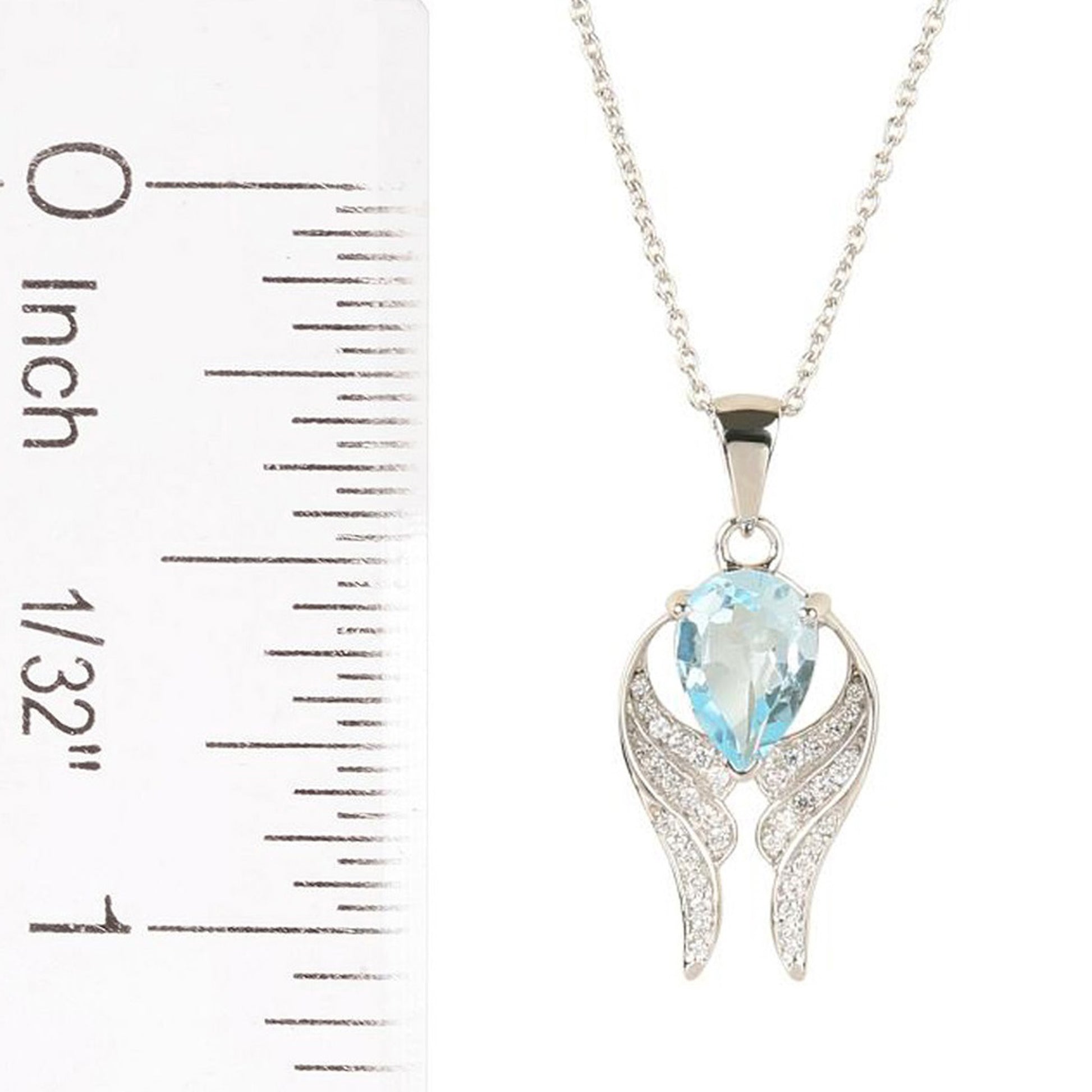 925 Sterling Silver Sky Blue Topaz, White Natural Zircon Pendant - Pinctore