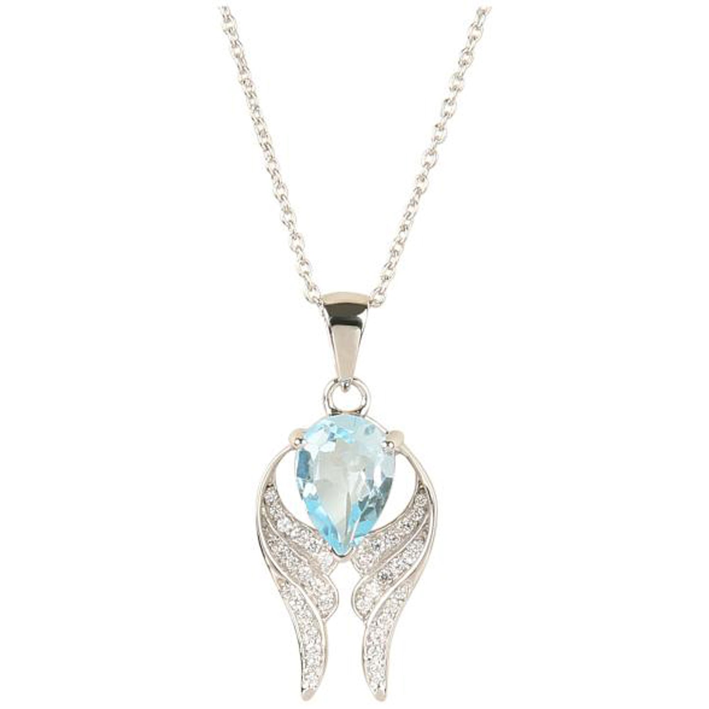 925 Sterling Silver Sky Blue Topaz, White Natural Zircon Pendant - Pinctore