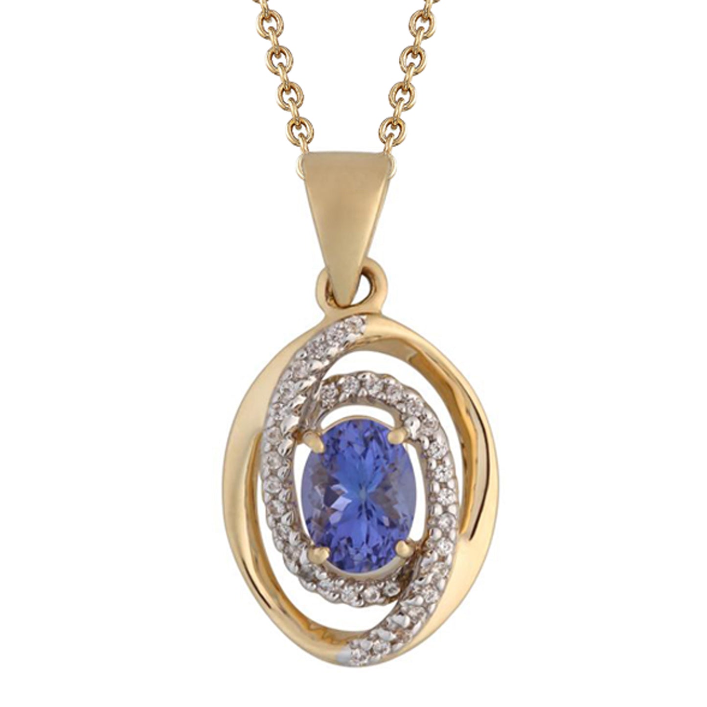 14K Gold Tanzanite White White Natural Zircon Pendant - Pinctore