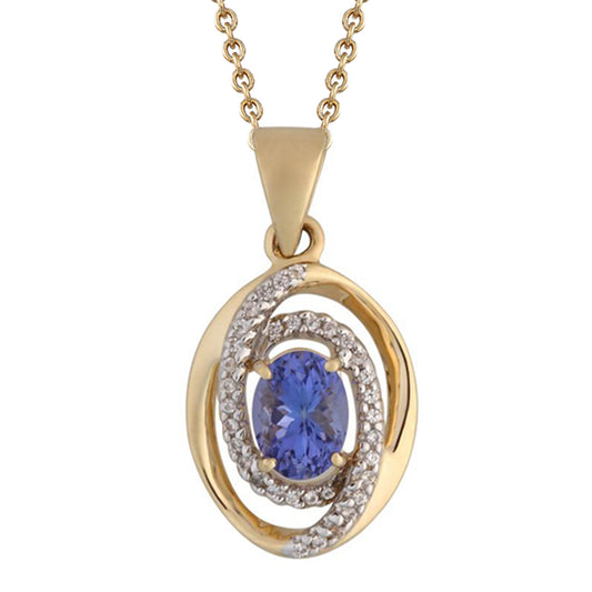 14K Gold Tanzanite White White Natural Zircon Pendant - Pinctore