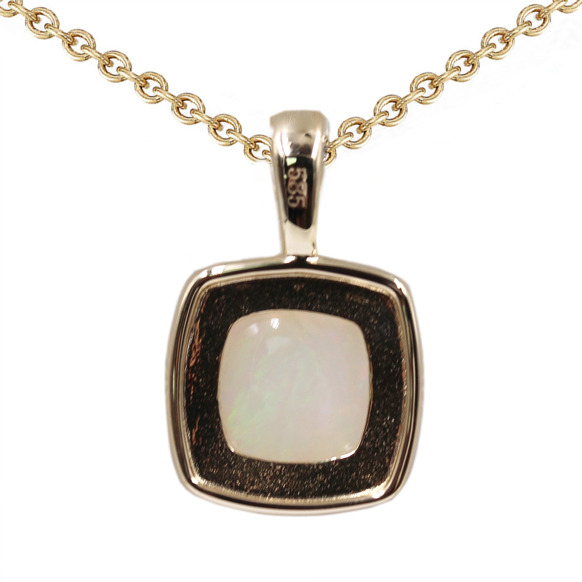 14Kt Yellow Gold Ethiopian Opal Pendant - Pinctore
