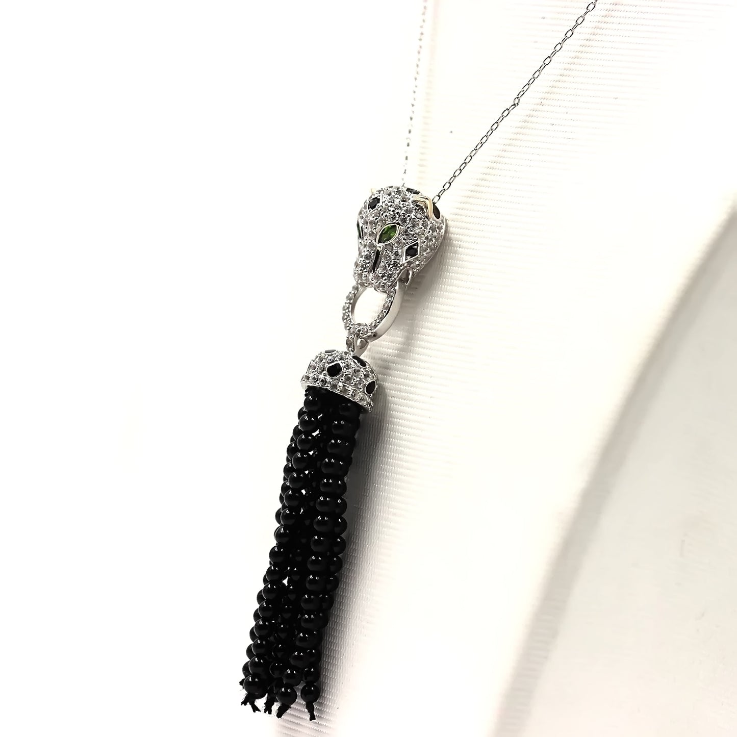 14K Gold & Sterling Silver with Black Onyx, Spinel Pendant - Pinctore