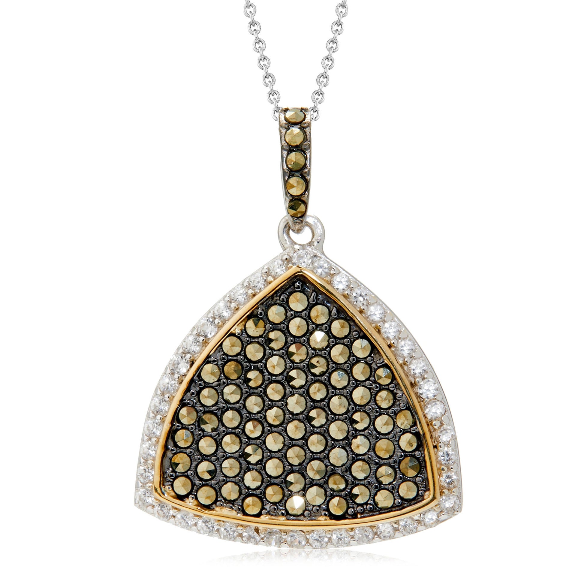 14K Gold & Sterling Silver with Marcasite Pendant - Pinctore