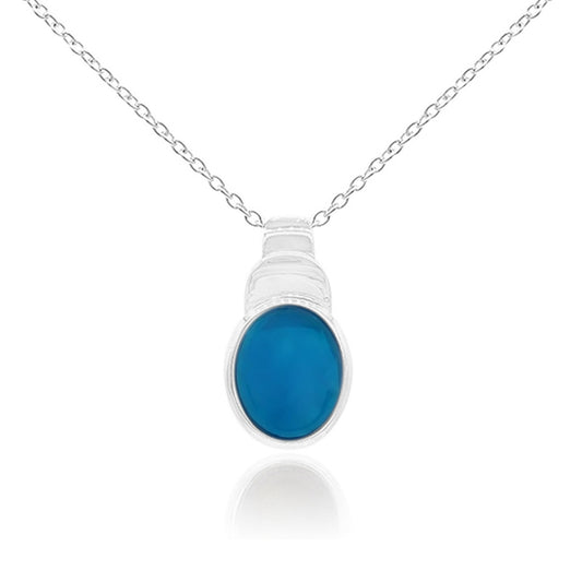 Sterling Silver 925 Neon Blue Opal Pendant - Pinctore