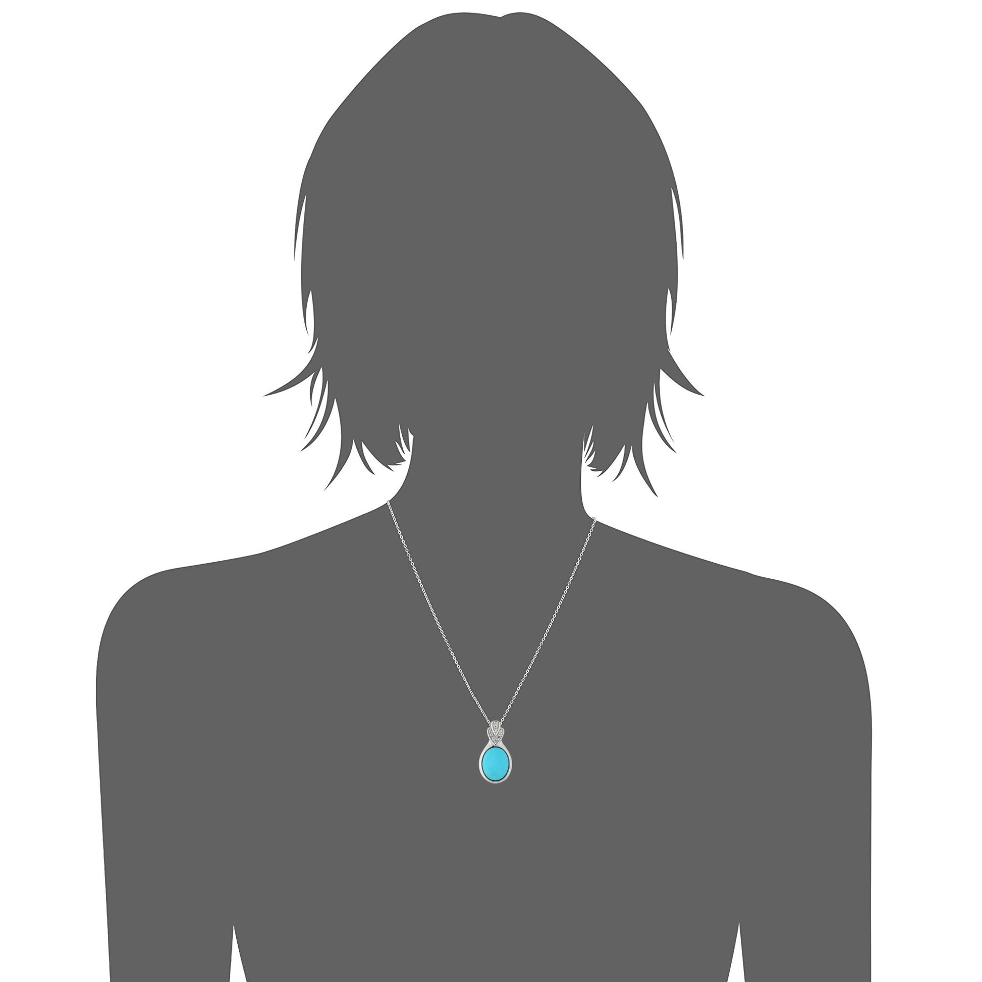 Sterling Silver 925 Sleeping Beauty Turquoise, White Natural Zircon Pendant - Pinctore