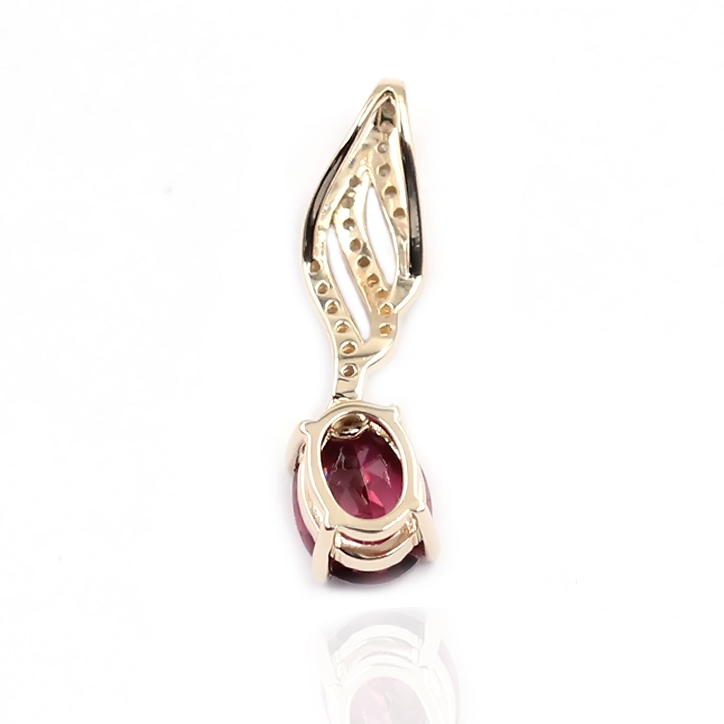 14Kt Yellow Gold Malawi Garnet With Diamond Pendant - Pinctore
