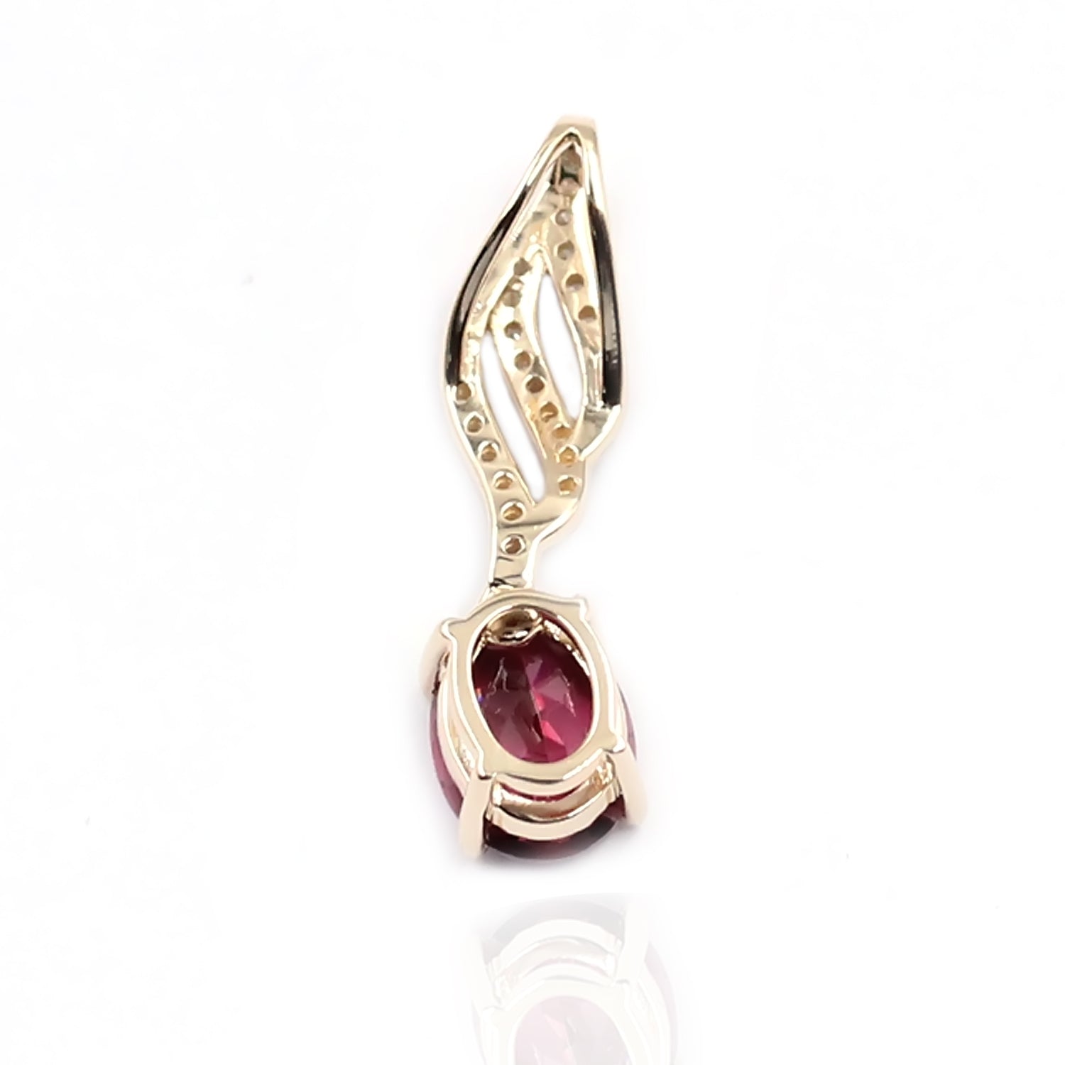 14Kt Yellow Gold Malawi Garnet With Diamond Pendant - Pinctore