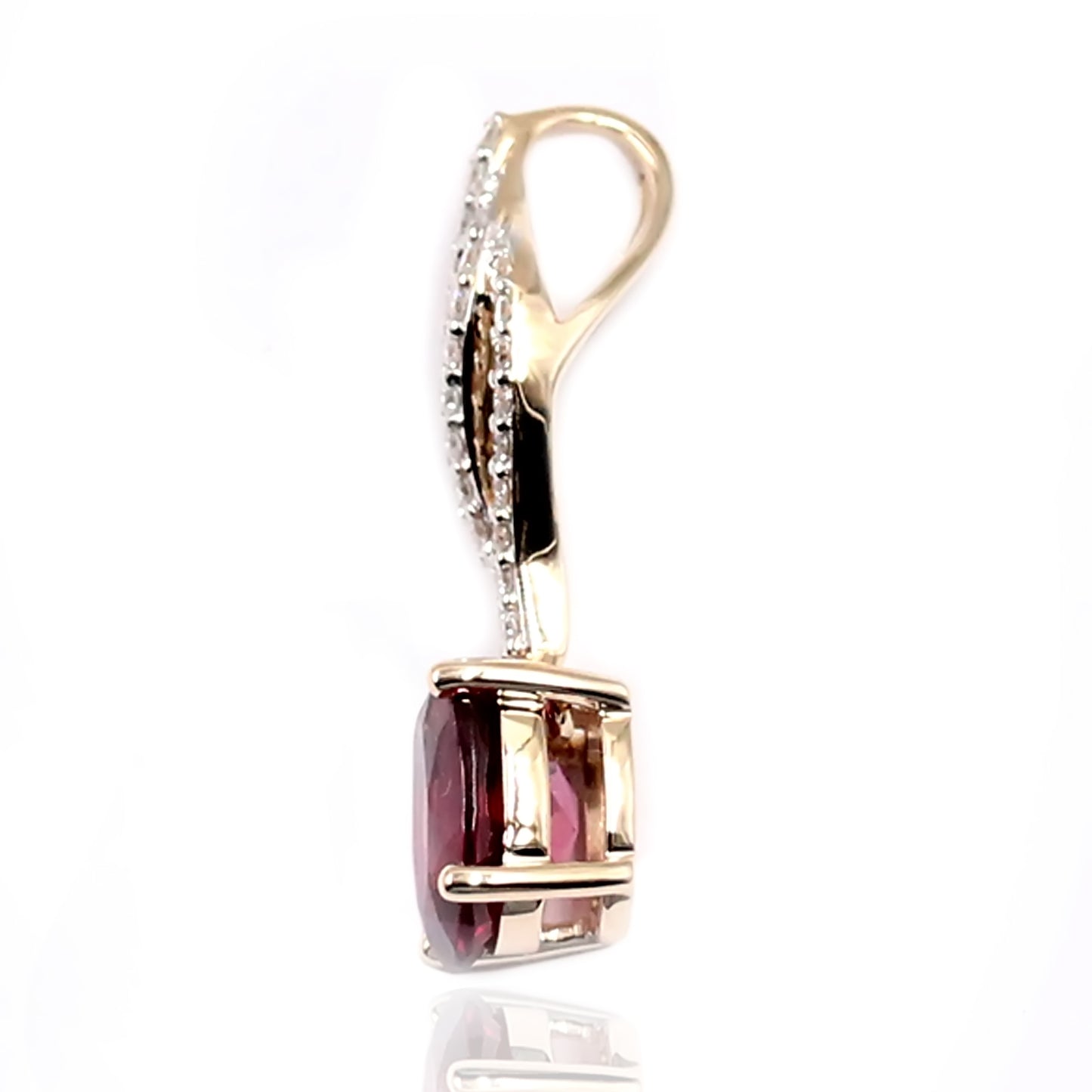14Kt Yellow Gold Malawi Garnet With Diamond Pendant - Pinctore