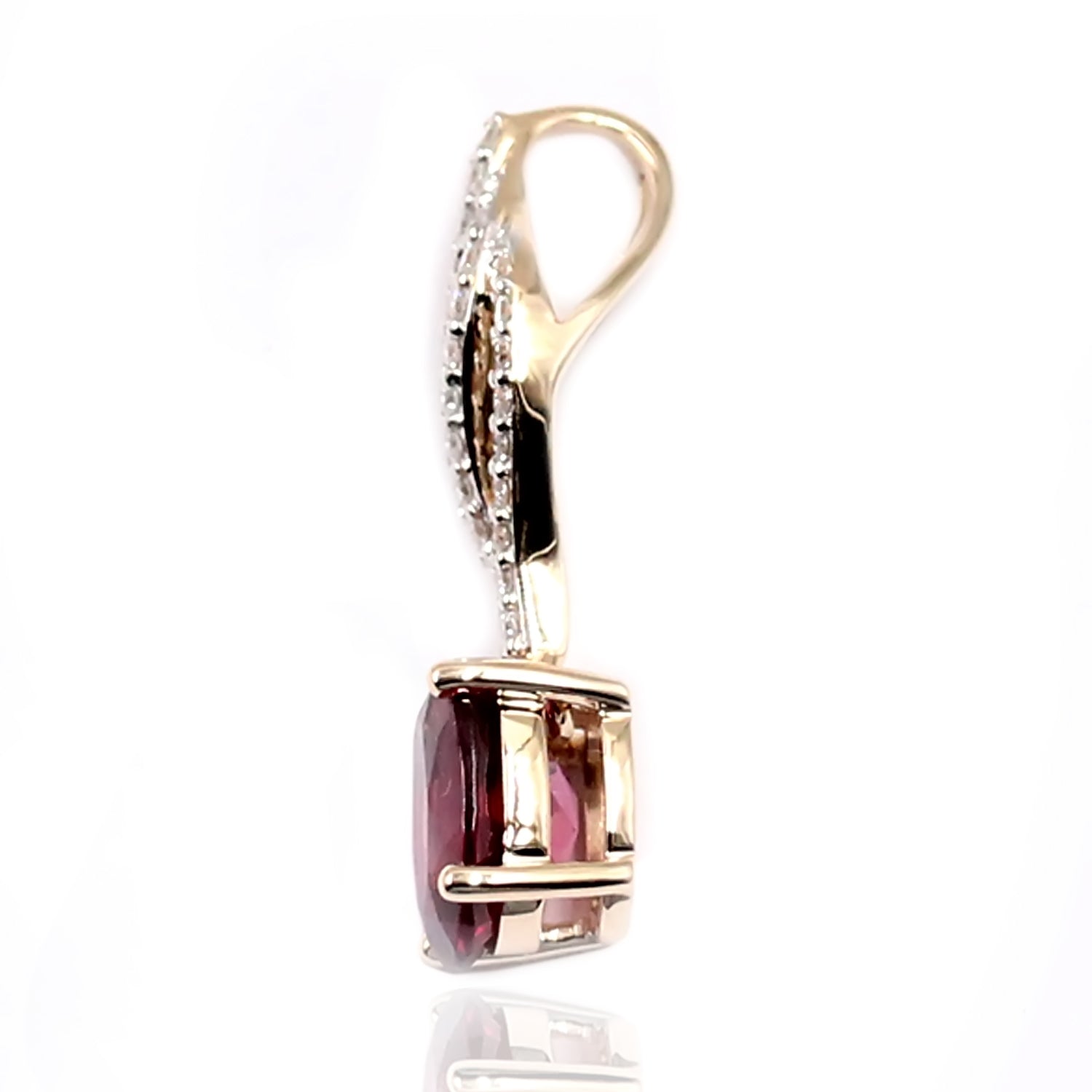 14Kt Yellow Gold Malawi Garnet With Diamond Pendant - Pinctore