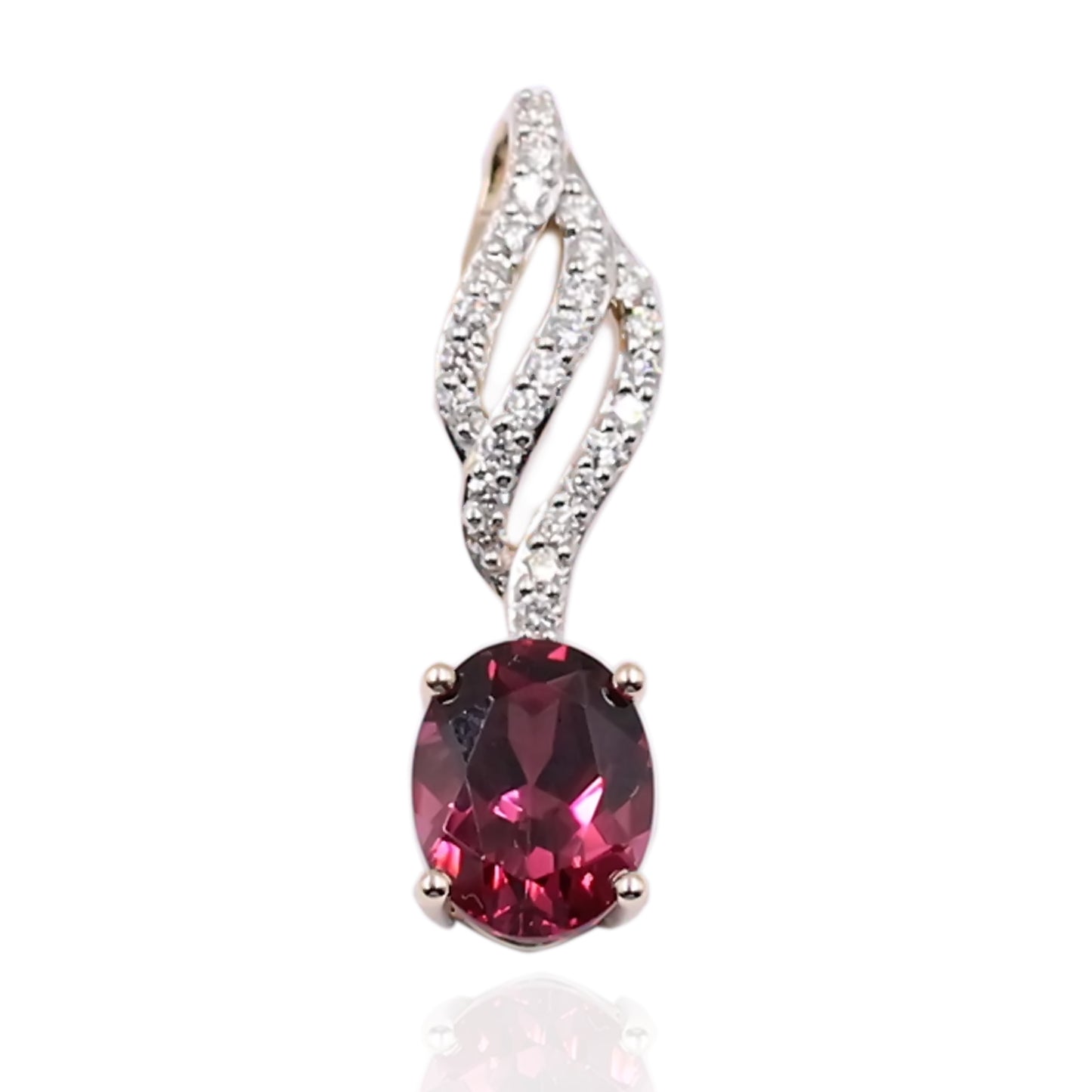 14Kt Yellow Gold Malawi Garnet With Diamond Pendant - Pinctore