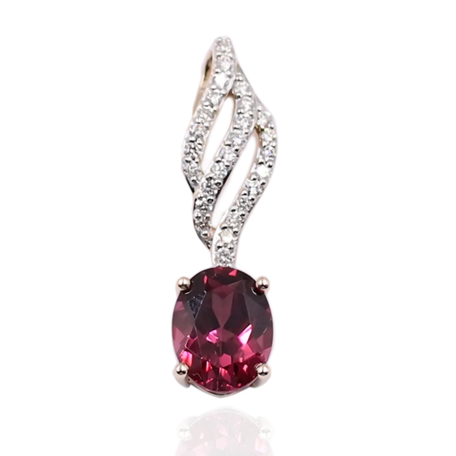 14Kt Yellow Gold Malawi Garnet With Diamond Pendant - Pinctore