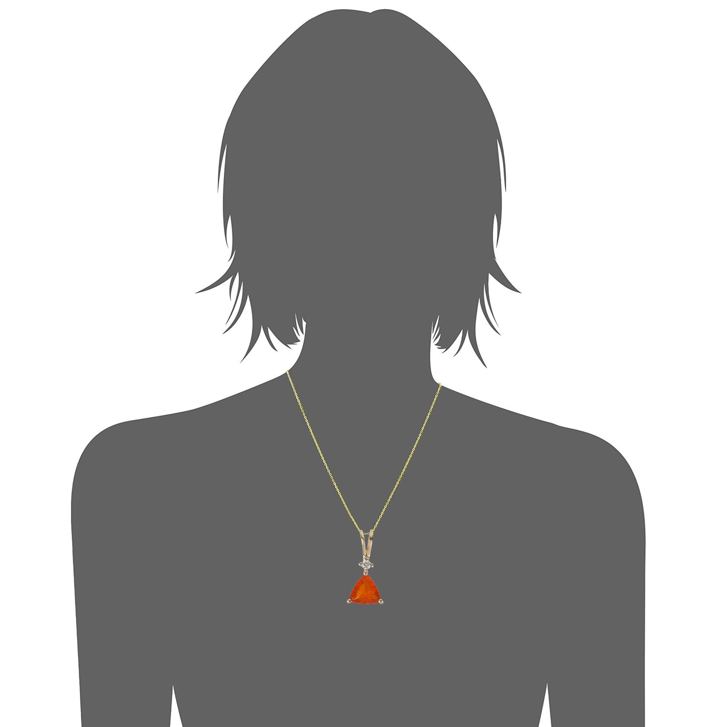 14Kt Gold Fire Opal, Diamond Pendant - Pinctore