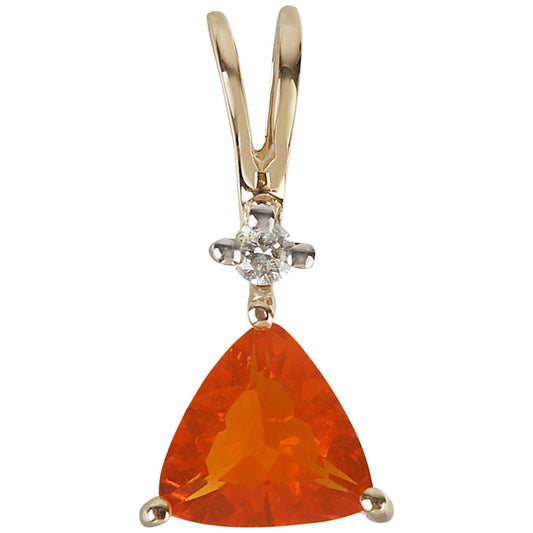 14Kt Gold Fire Opal, Diamond Pendant - Pinctore