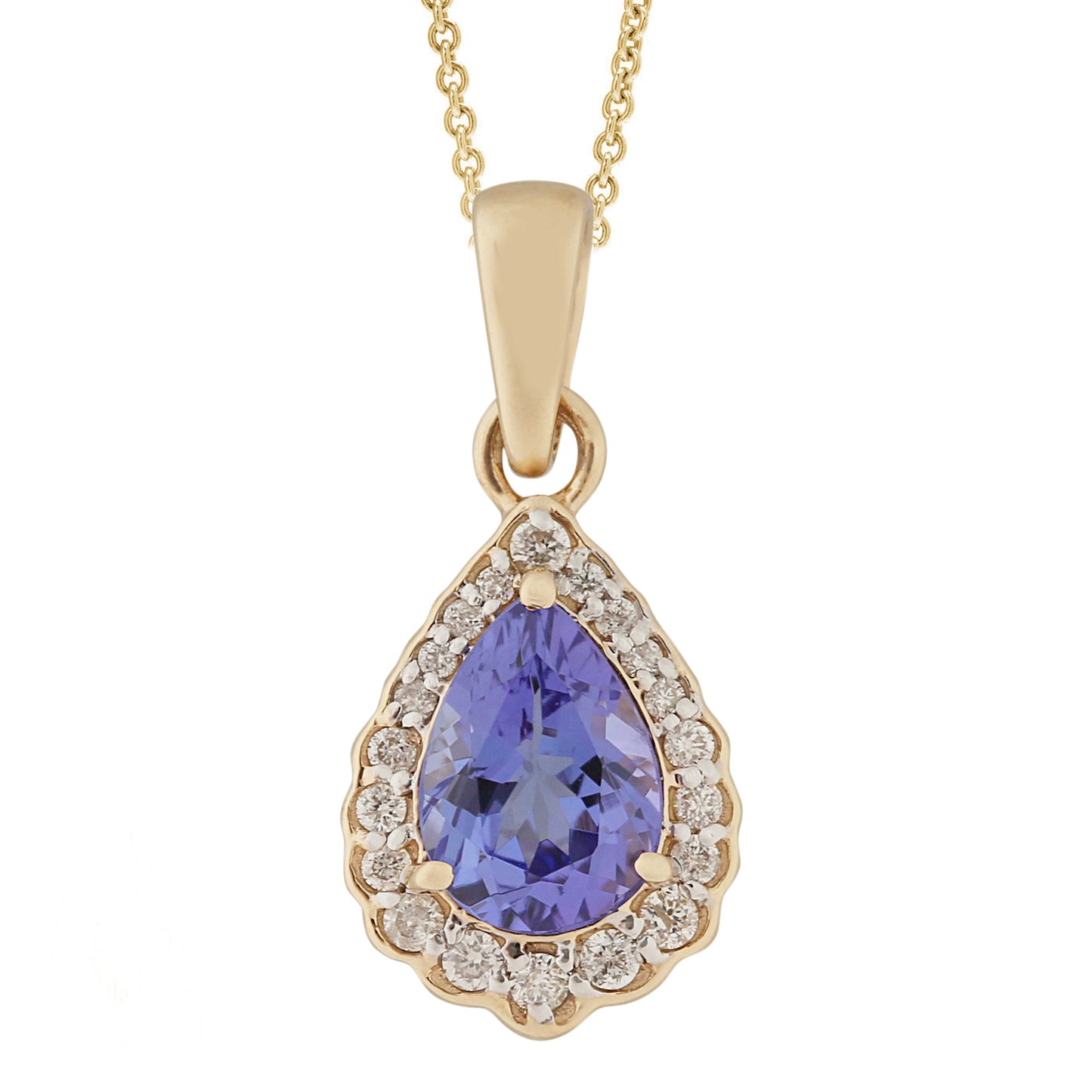 14Kt Gold Tanzanite, Diamond Pendant - Pinctore