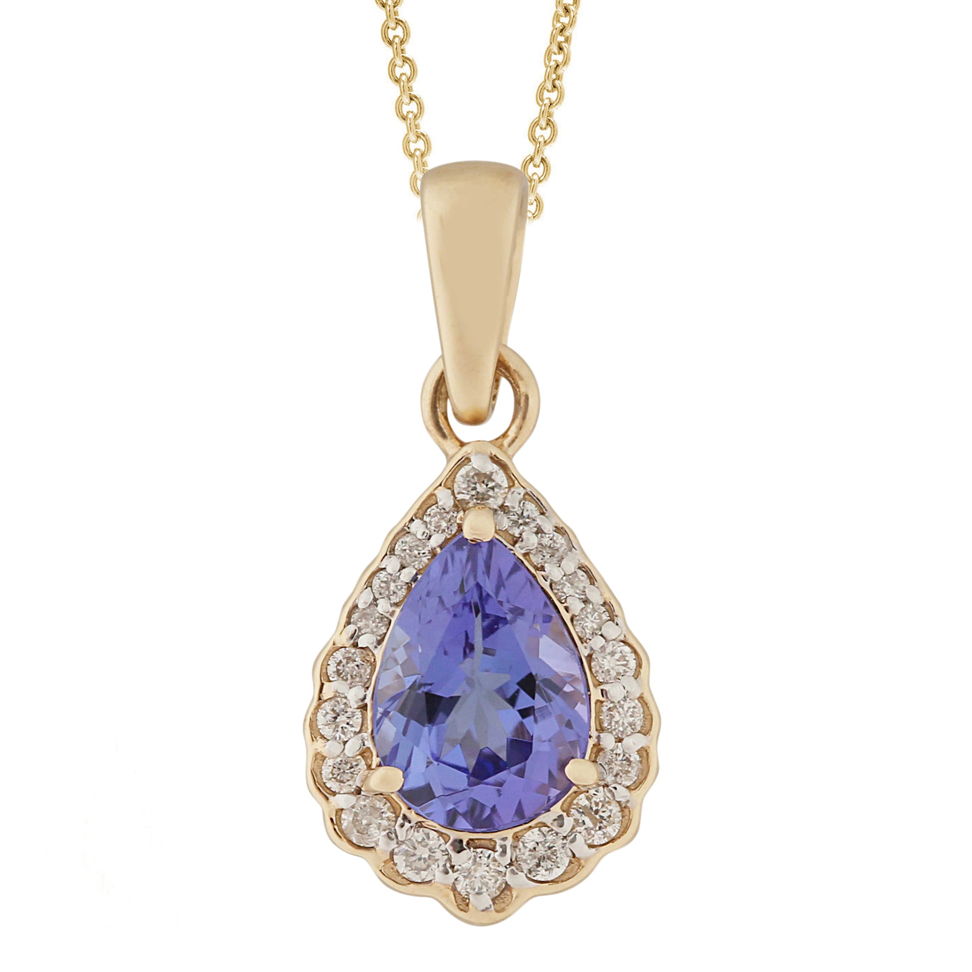 14Kt Gold Tanzanite, Diamond Pendant - Pinctore