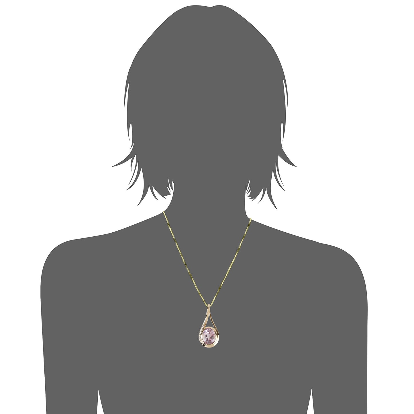 14Kt Gold Kunzite, Diamond Pendant - Pinctore