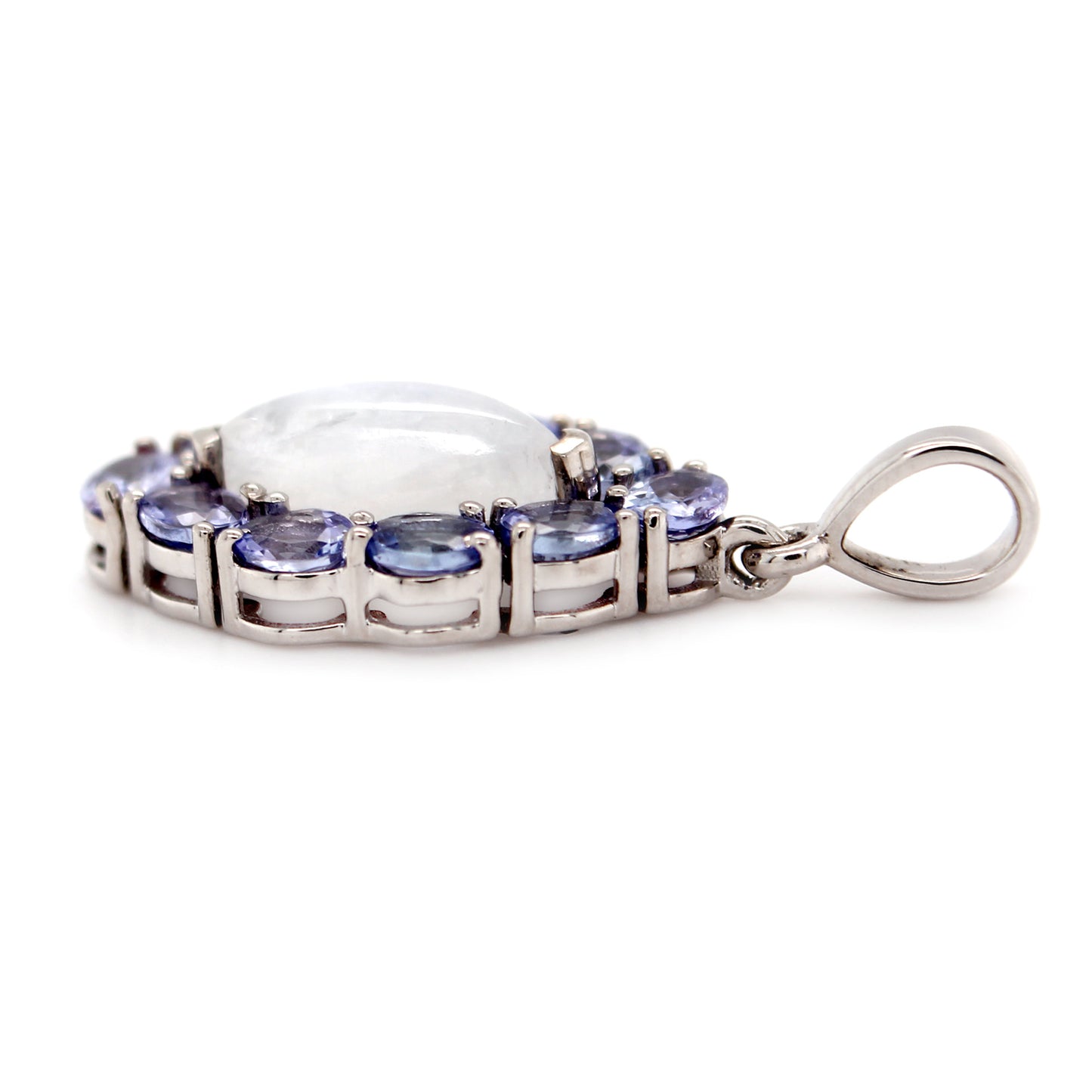 925 Sterling Silver Tanzanite, Rainbow Moonstone Pendant - Pinctore