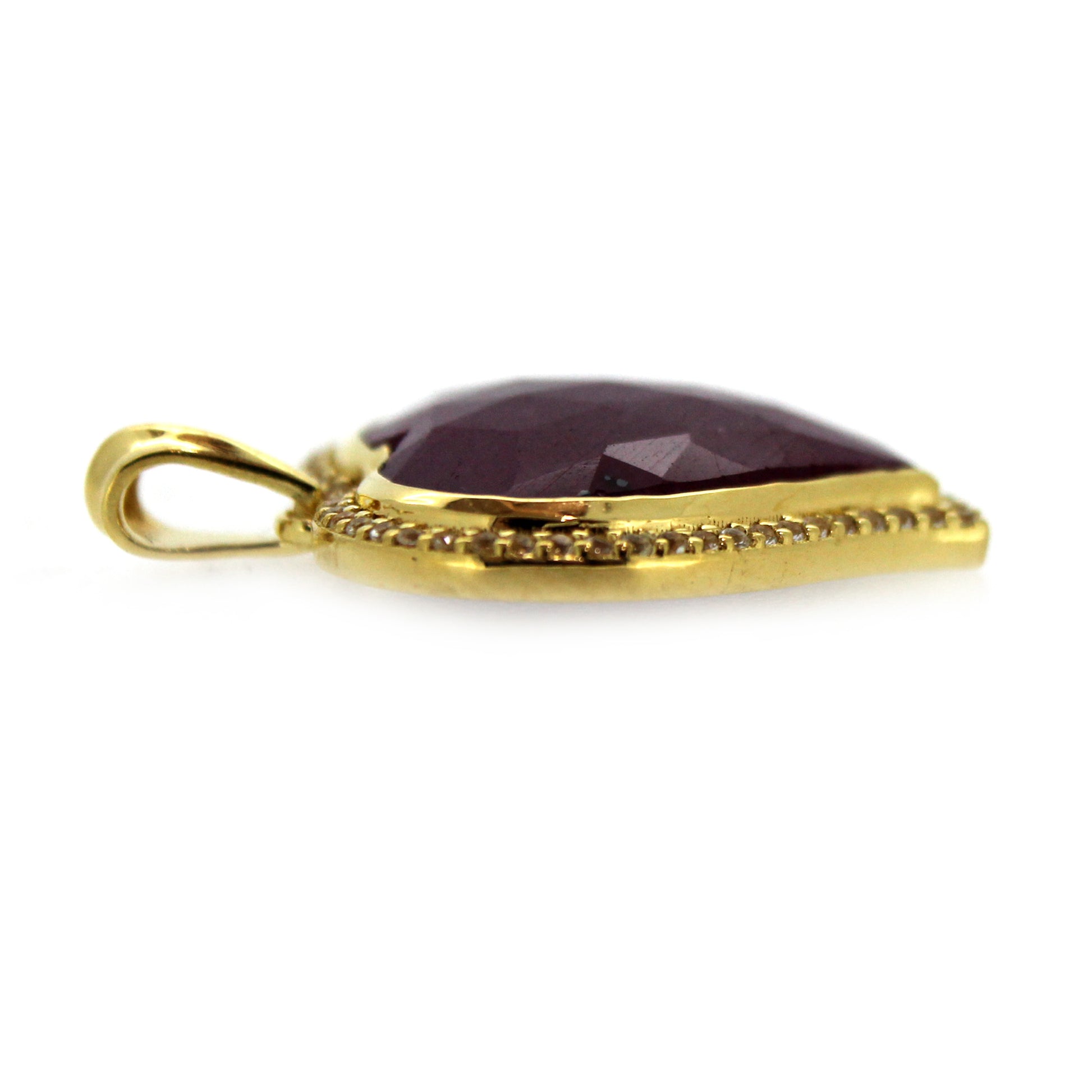 925 Sterling Silver White Topaz, Indian Ruby Pendant - Pinctore