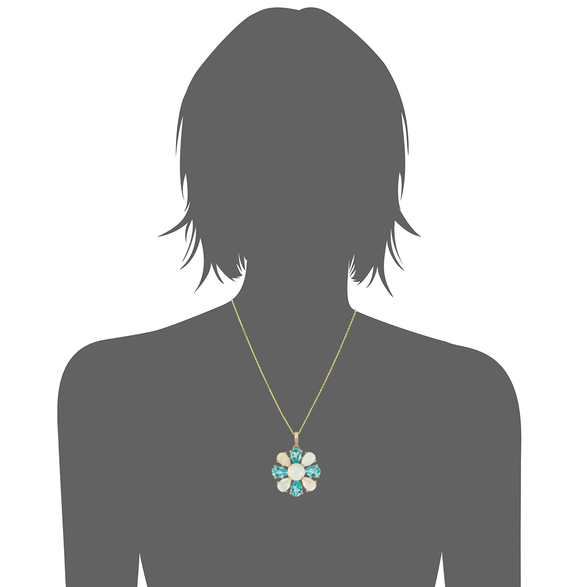 14Kt Yellow Gold Ethiopian Opal With Blue Apatite Pendant - Pinctore