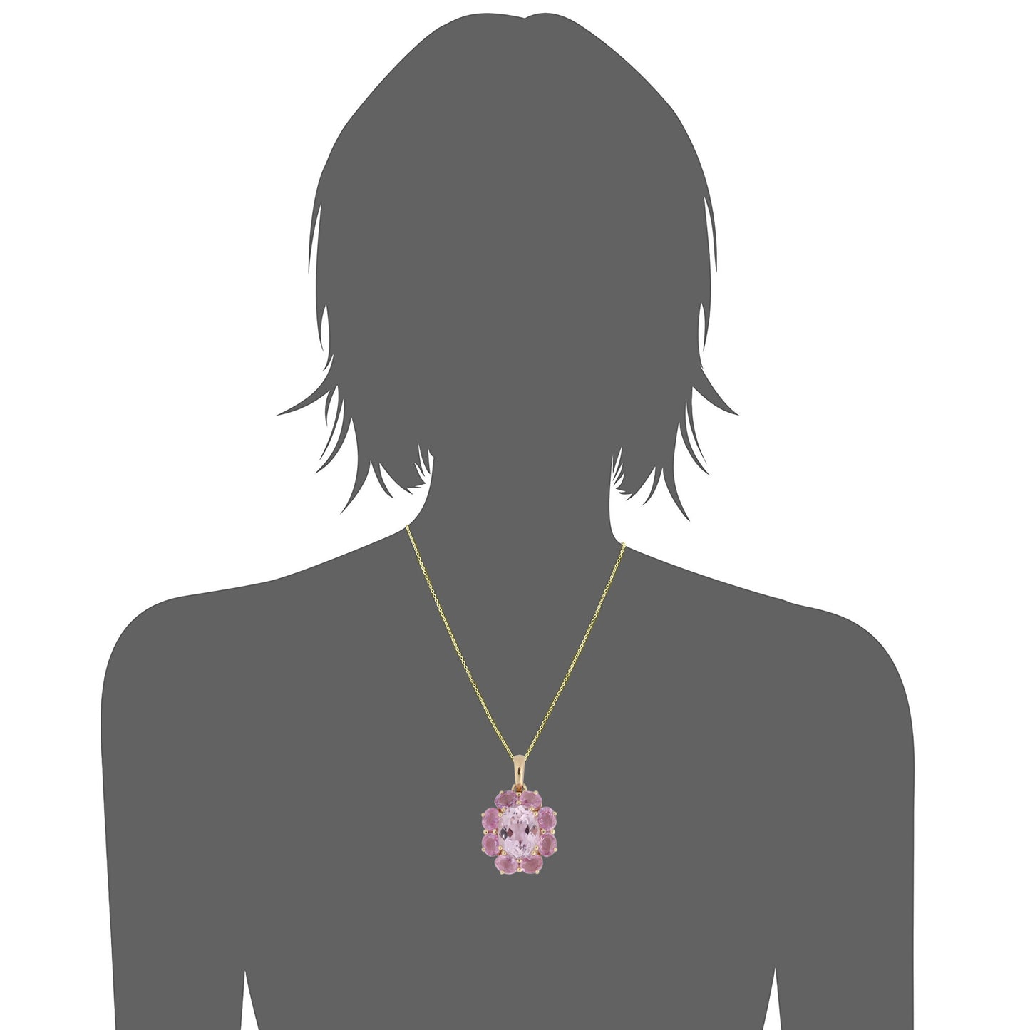 14Kt Yellow Gold Kunzite With Pink Sapphire Pendant - Pinctore