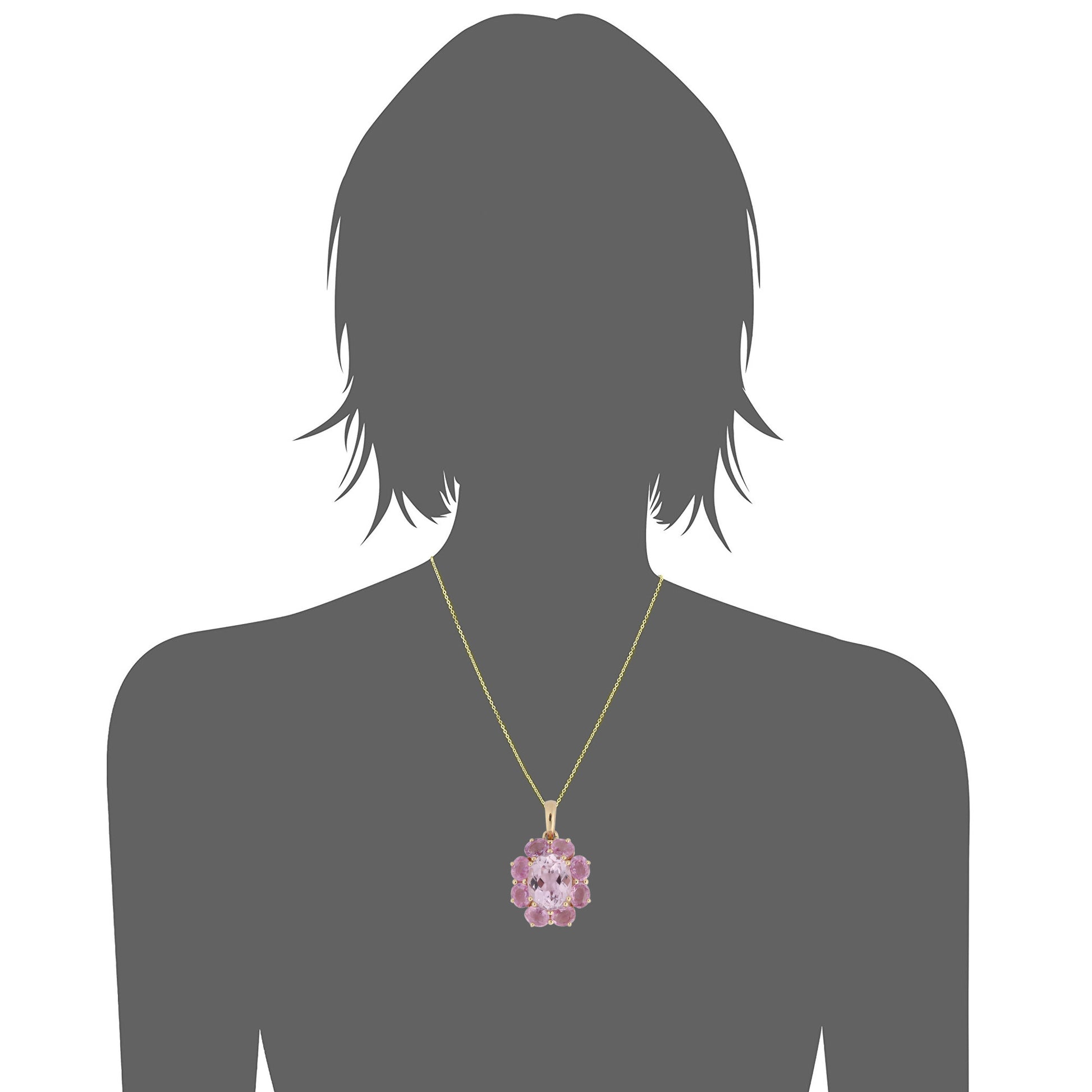 14Kt Yellow Gold Kunzite With Pink Sapphire Pendant - Pinctore