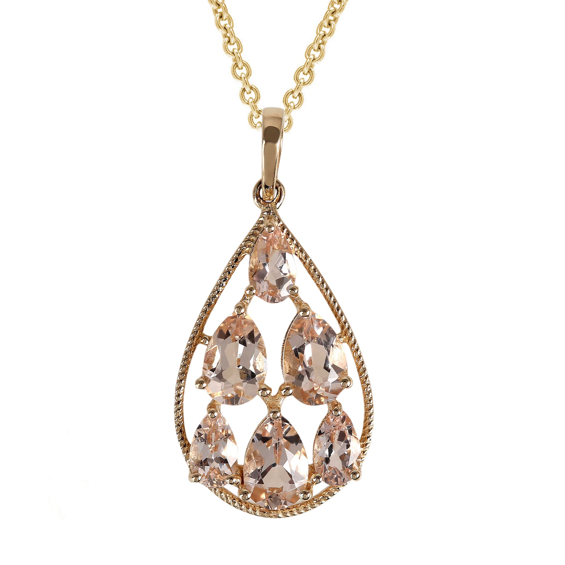 14Kt Yellow Gold Morganite Pendant - Pinctore