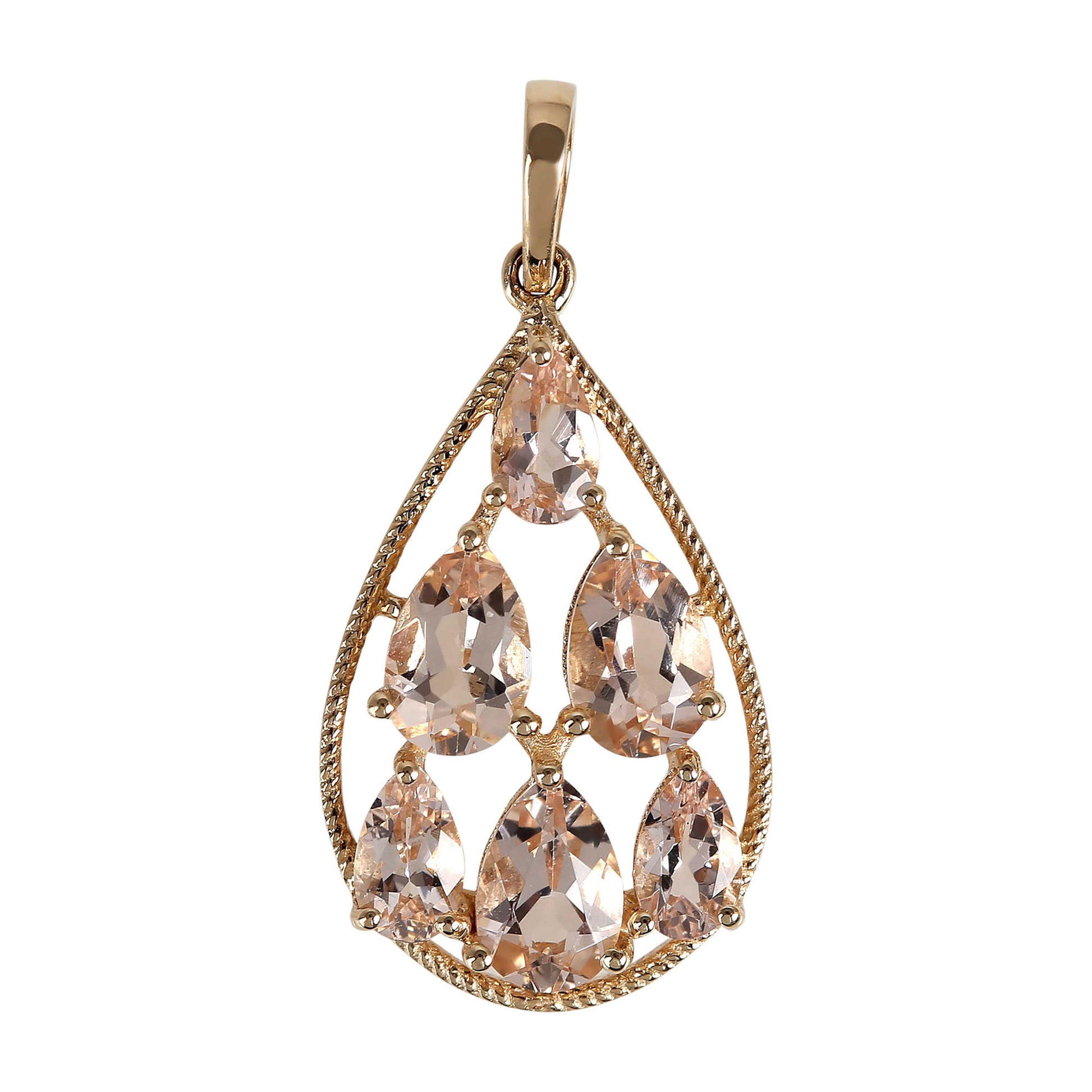 14Kt Yellow Gold Morganite Pendant - Pinctore