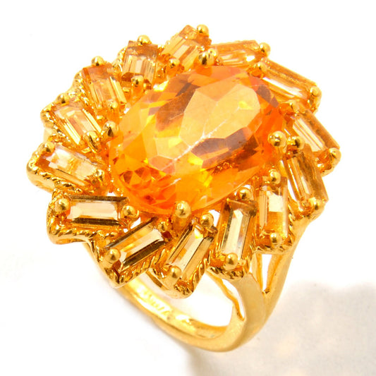 18K Yellow Gold Over Silver 6.55Ctw Fire Opal Topaz, Citrnie - Pinctore