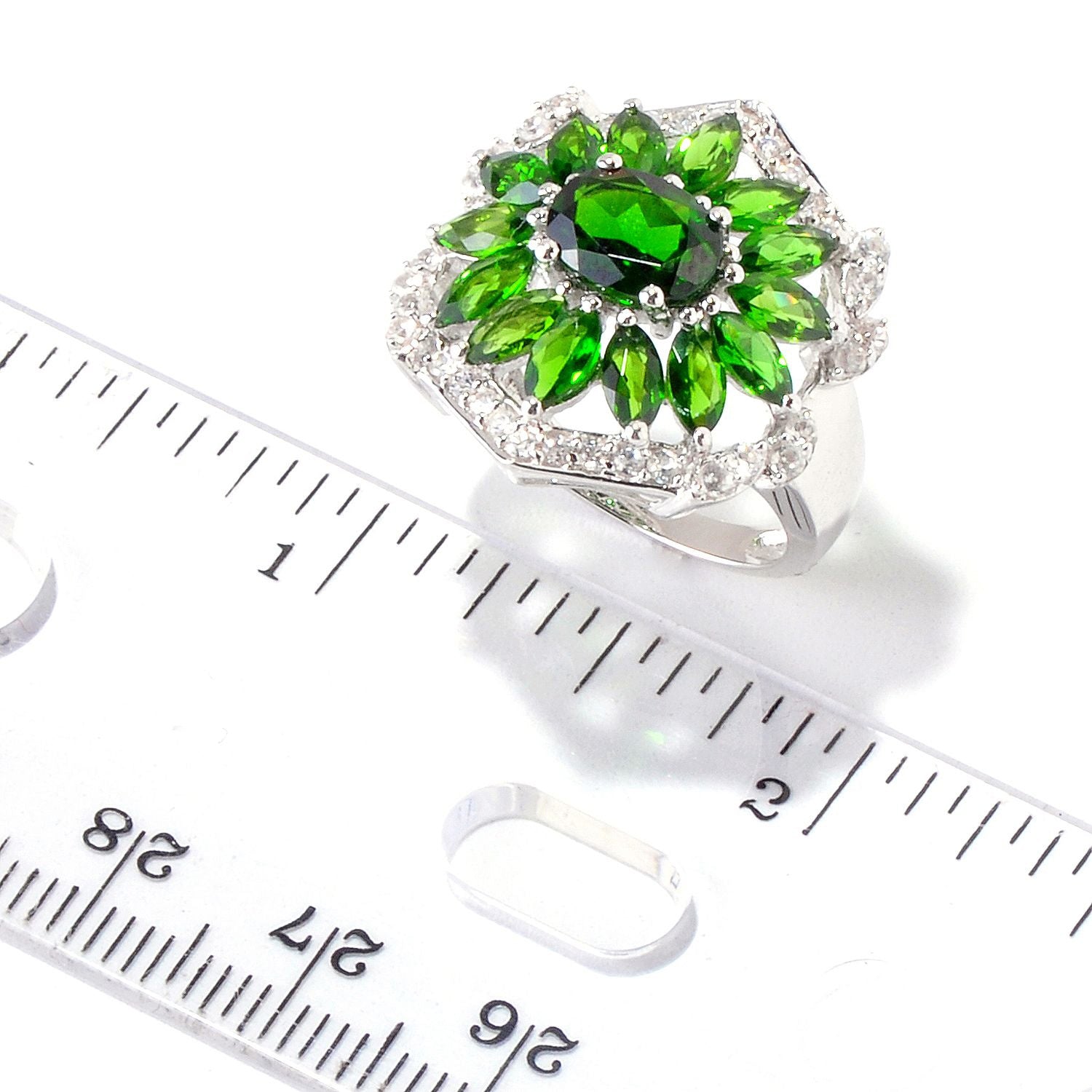 Platinum O/ Silver 4.81Ctw Chrome Diopside Ring - Pinctore