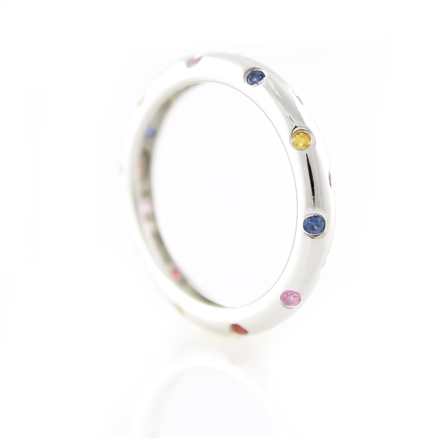 Pinctore Sterling Silver 0.33ctw Multi Sapphire Band Rings