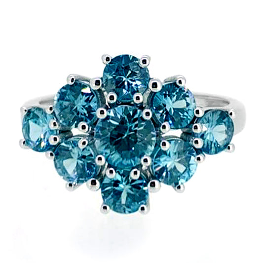 925 Sterling Silver Blue Zircon Ring - Pinctore