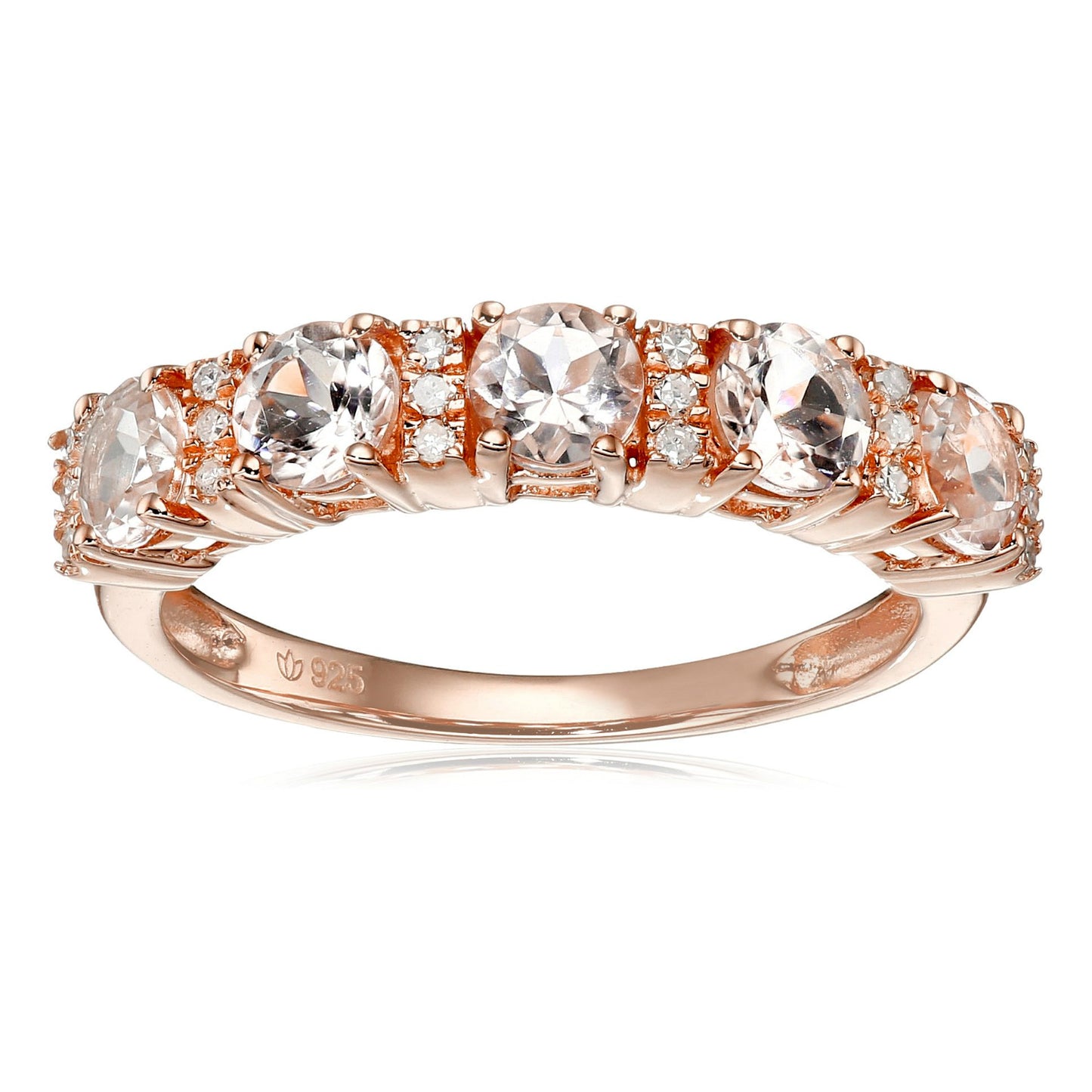 Pinctore RG-Plated Silver Morganite & Diamond 5-Stone Band Ring - pinctore