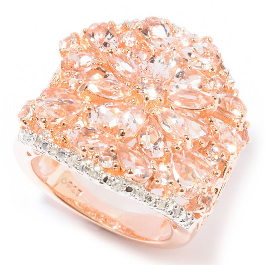 Sterling SIlver 925 Diamond, Morganite Ring - Pinctore