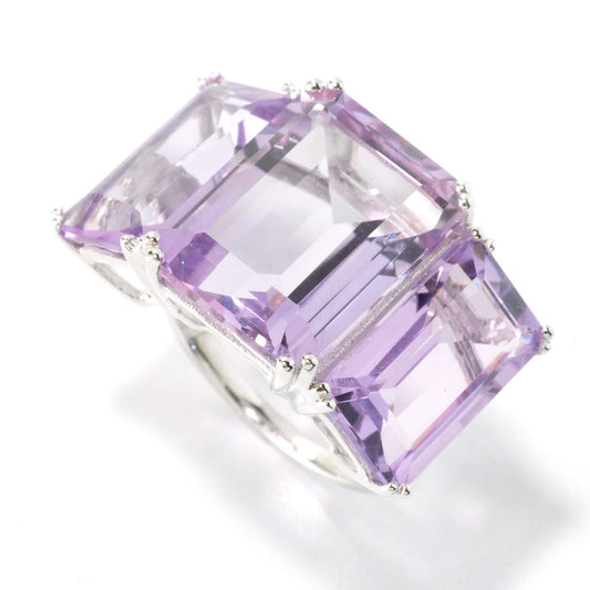 Pinctore Sterling Silver 20.31ctw Pink Amethyst Cocktail Ring Size 5 - pinctore