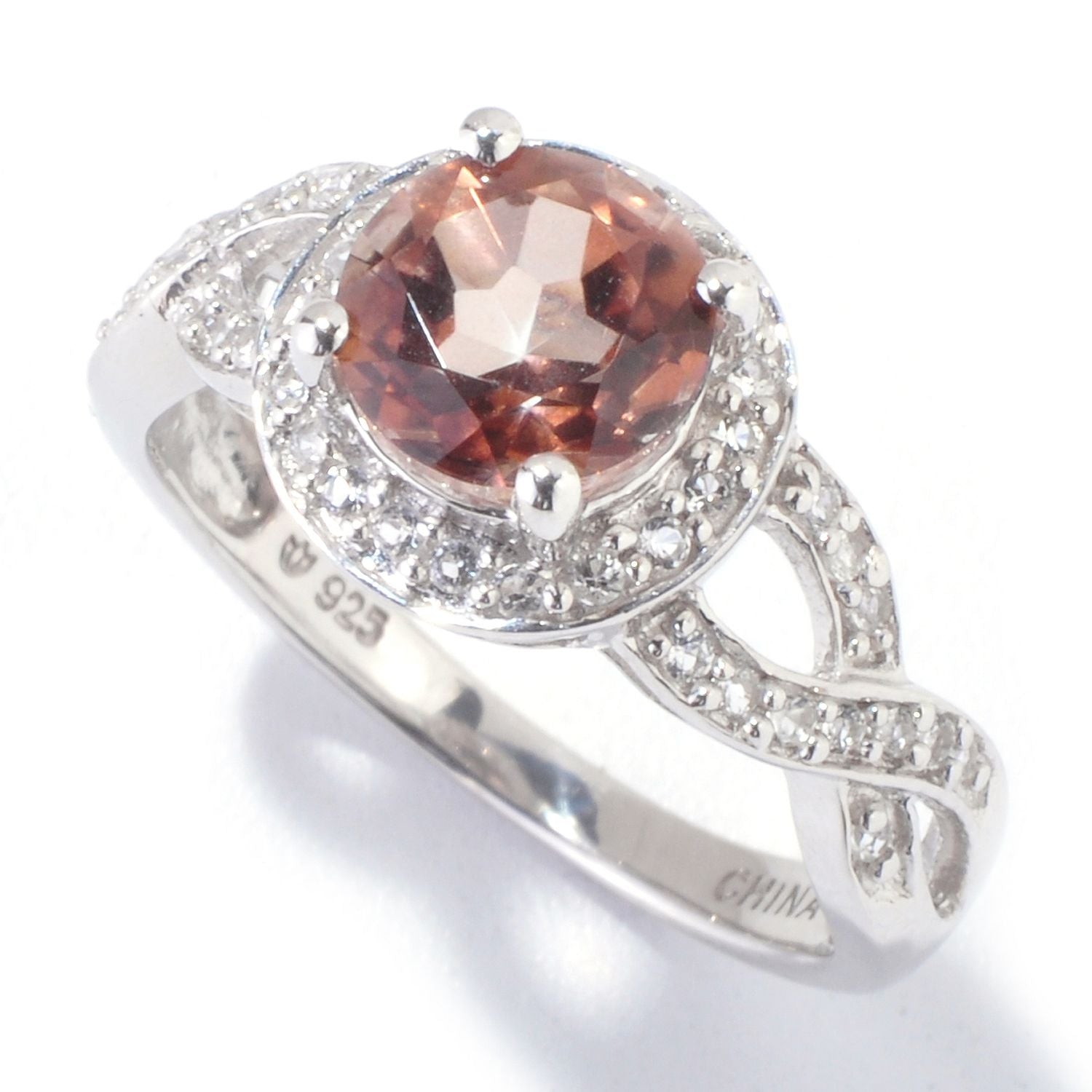 Pinctore Sterling Silver 2.02ctw Chocolate Topaz Solitaire w/Accent Ring - pinctore