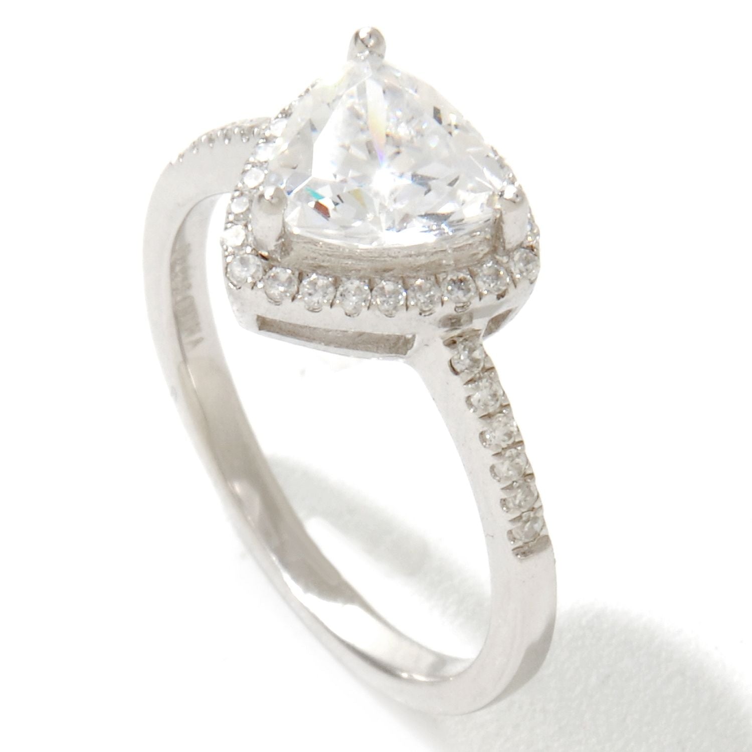 Pinctore Platinum o/Silver 2.55ctw White Cubic Zirconia Classic Ring - pinctore