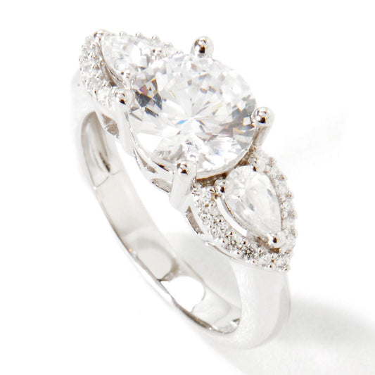 Pinctore Platinum o/Silver 4.39ctw White CZ 3-Stone Ring - pinctore