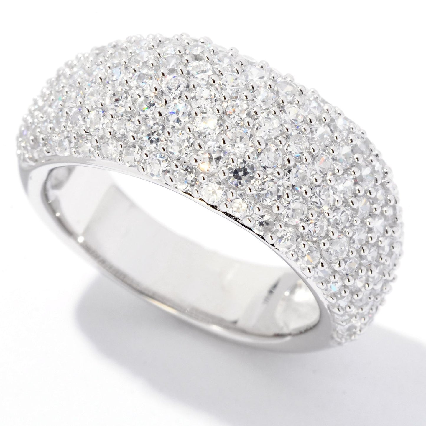 Pinctore Sterling Silver 4.24ctw White CZ Band Ring - pinctore