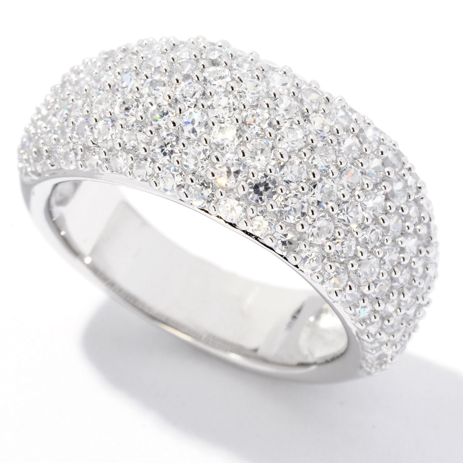 Pinctore Sterling Silver 4.24ctw White CZ Band Ring - pinctore