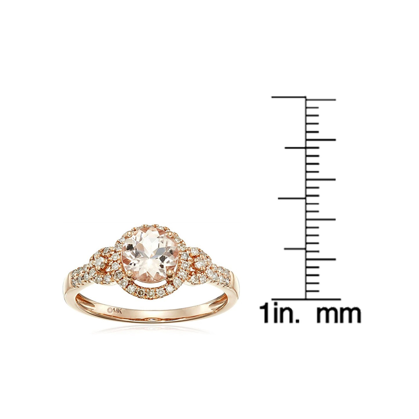14kt Rose Gold Morganite and Diamond Solitaire Ring - Pinctore