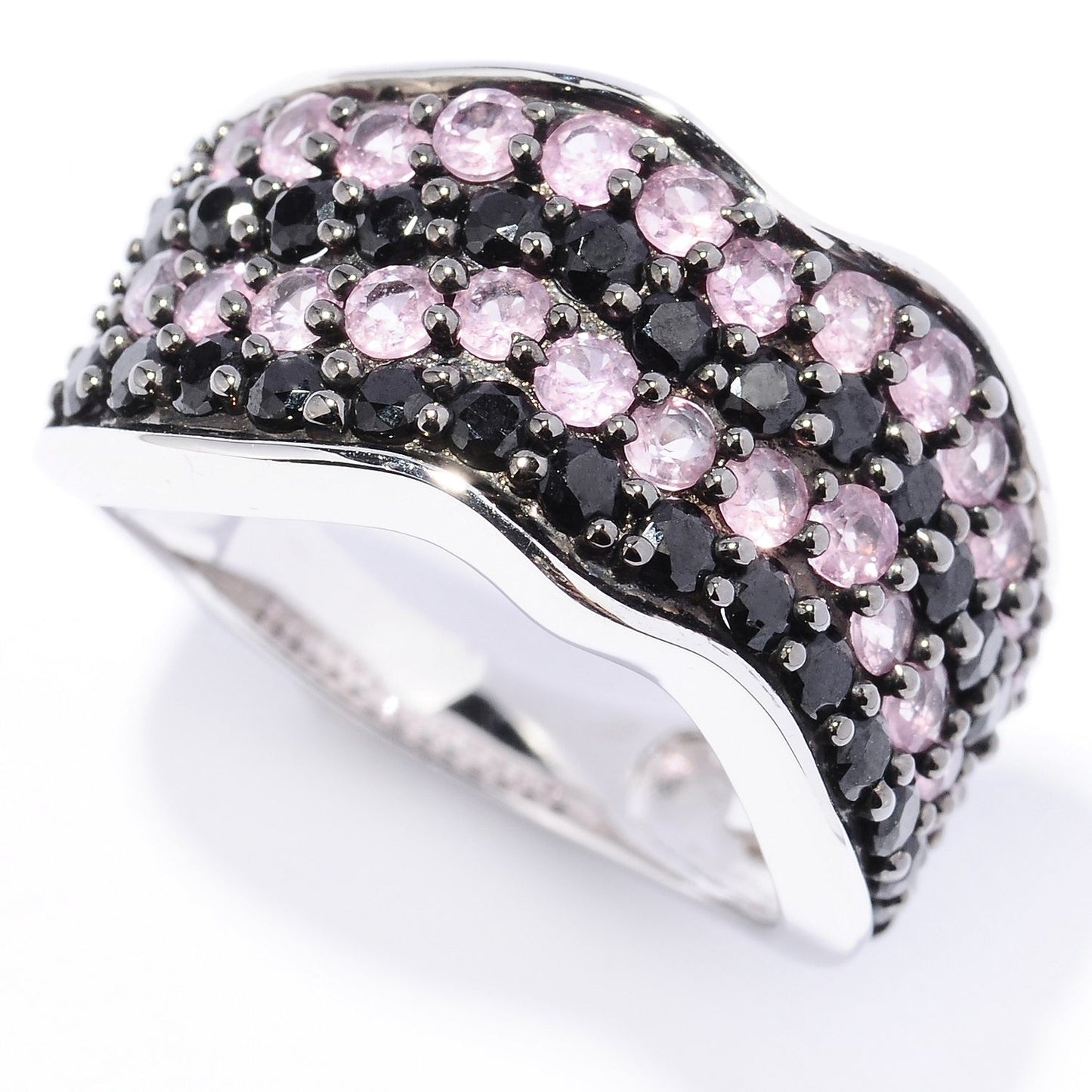 Pinctore Platinum o/Silver 2.30ctw Black Spinel Band Ring - pinctore